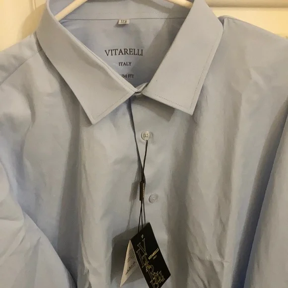 Vitarelli Mens Dress Shirt Blue Slim Fit Size 17 1/2 | Color: Blue | Size: 17.5 | Rtariq220's Closet Vitarelli Mens Dress Shirt Blue Slim Fit Size 17 1/2 | Color: Blue | Size: 17.5 | Rtariq220's Closet